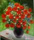 ---Red Poppy Bouquet - Gala Bogiel - Ãl auf Leinwand - Mohn - GegenstÃ¤ndlich-Realismus