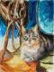 Stallkatze - Barbara Pommerenke - Zeichnung-Pastell auf Papier - Katzen - GegenstÃ¤ndlich