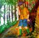 ---Der FasanenjÃ¤ger - Dagmar Richter - Acryl auf Leinwand - Portrait-Wald - 