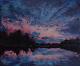 Neues Kunstwerk - Marharyta Maletska - Acryl auf Leinwand - Abstrakt-Himmel-See-Wolken-Stillleben-Abend-Einsamkeit-Sehnsucht-Sonnenuntergang - Abstrakt-Realismus