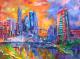 Frankfurt Skyline,EZB - wolfgang mayer - Acryl auf  - Stadtansichten - Expressionismus-GegenstÃ¤ndlich